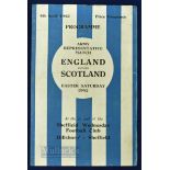 1942 England v Scotland Army international representative match programme at Hillsborough 4 April