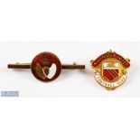 1960s Manchester United enamel pin badge with Manchester emblem; Real Madrid enamel pin badge by