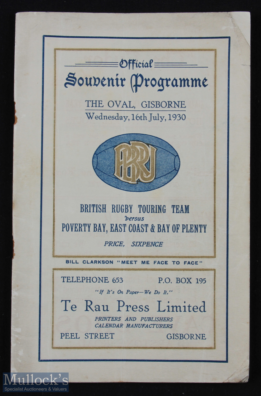 Rare 1930 British Lions in New Zealand Rugby Programme: Seldom seen, the splendidly packed 56 pp