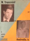 Very rare 1963 W Transvaal v Australia Rugby Programme: From the Wallabies visit to South Africa