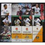 England v Australia Rugby Programmes 1967-2013 (12): To inc 1967, 1982, 1984, 1997, 2004(2), 2005,