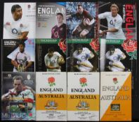 England v Australia Rugby Programmes 1967-2013 (12): To inc 1967, 1982, 1984, 1997, 2004(2), 2005,