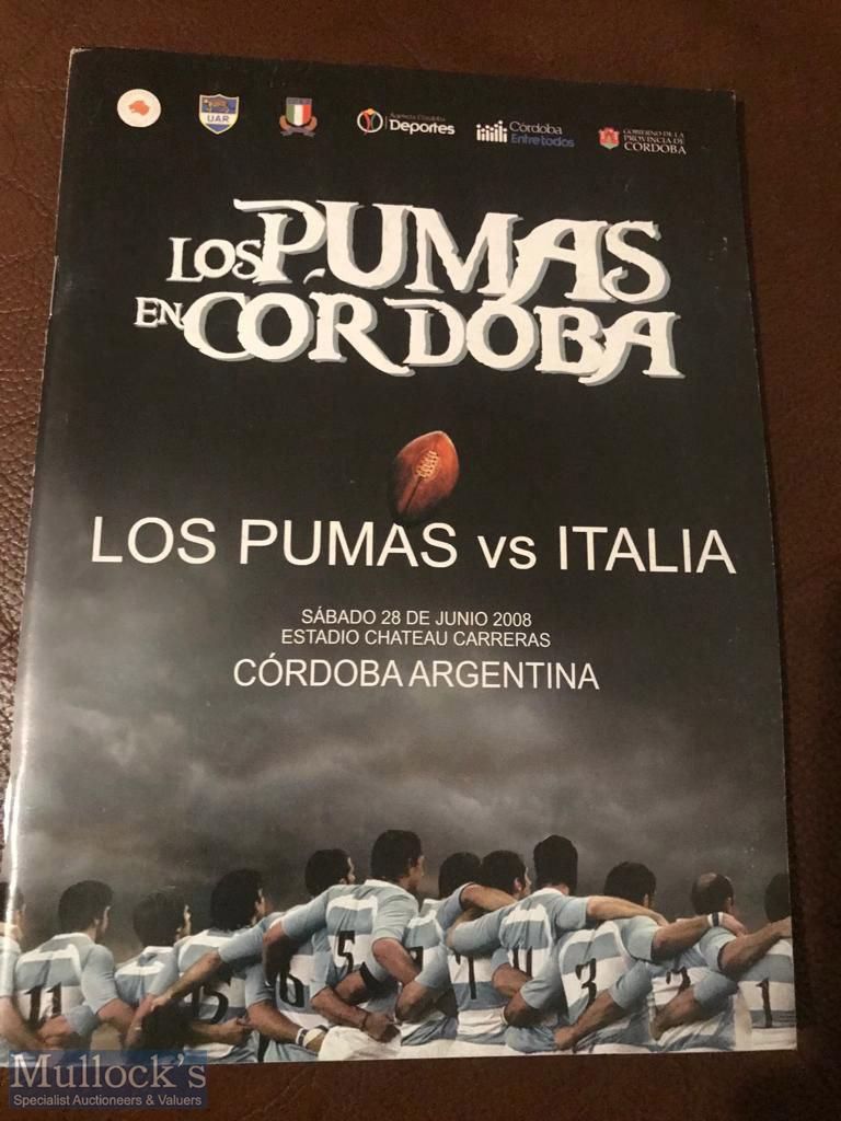 Scarce Argentina v Italy 2008 Rugby Programme: From game played in Cordoba. Exc