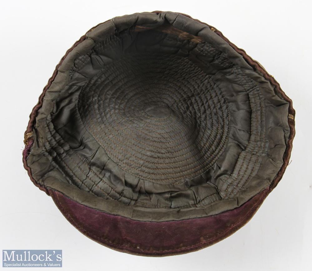 Rare 1897 Wales Rugby Trials Honours Cap: East v West WRU trial cap, Dec 1897, brown, lightly - Image 3 of 4