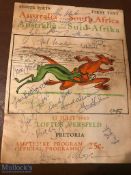 1963 South Africa v Australia 1st Test Rugby Programme: first test. Marks & foxing but very well-
