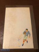 Lovely old Japanese Rugby Postcard: depicting rugby player in action. G