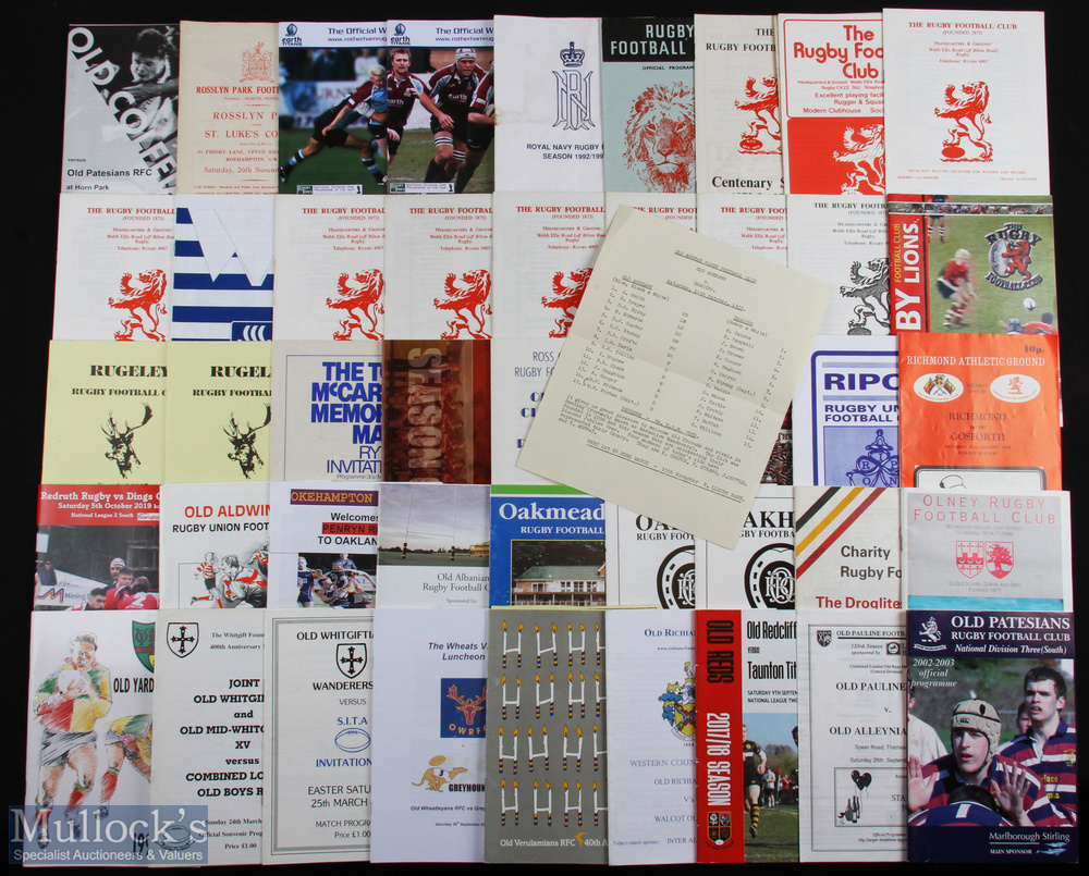 English Club Rugby Programmes, O-R (c.90): Fine wide selection, 1950s to 2000s, first class and well - Image 2 of 2