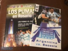 Rare 2008 Test Rugby programmes Scotland tour of Argentina (2): From the games played in Rosario and