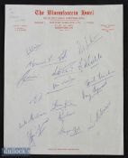 1960 Springboks 3rd Test Side v New Zealand Rugby Autographs: On The Bloemfontein Hotel notepaper