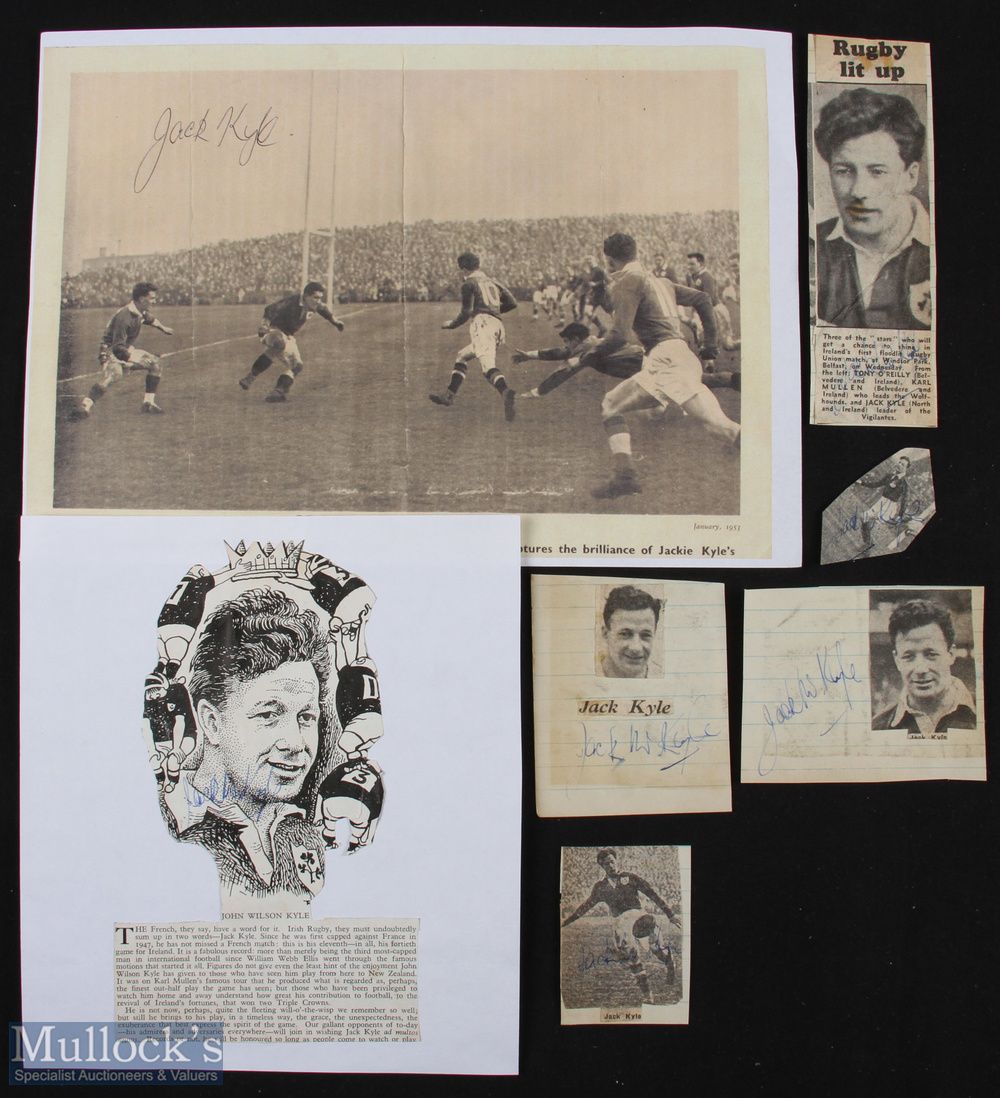 Jack Kyle Irish Rugby Autographed Picture Collection (7): Lovely varied selection from small press