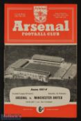 1957/1958 Arsenal v Manchester United at Highbury 1st February 1958 match programme (the 4-5 score
