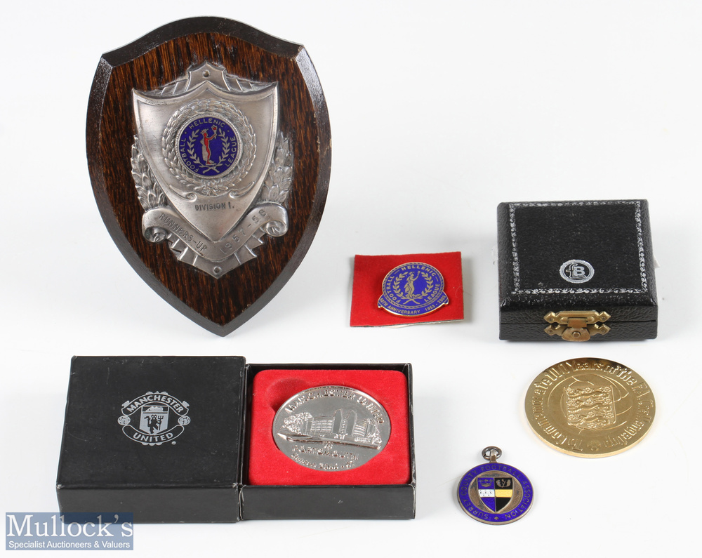 Hellenic Football League Shield and Badge 1957/58 season Division 1 Runners Up electroplate plaque