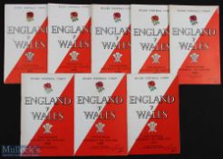 1956-1970 England v Wales Rugby Programmes (8): Again, identical covers but splendid topical content