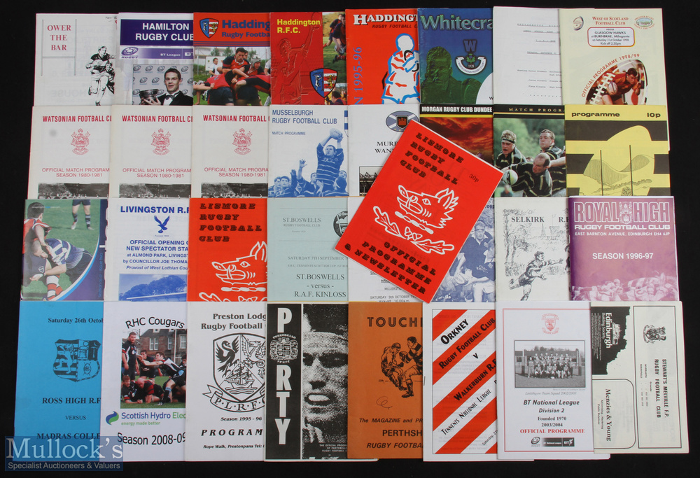 Scottish Club Rugby Programmes, H-W (65+): Fine wide selection, 1970s to 2000s, first class and well - Image 2 of 2