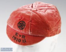 England Amateur International Cap E v H 1910-1911 with wirework embroidered rose and E v H 1910-