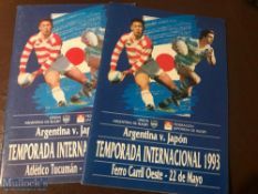 Very Rare 1993 Japan Tour of Argentina (2): Pair of test match programmes from games played in