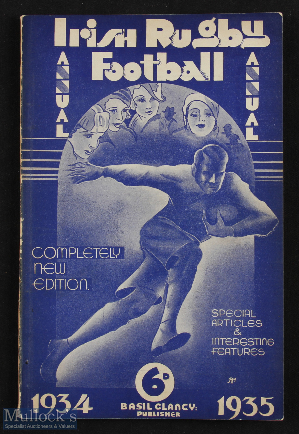 Rare 1934-5 Irish Rugby Annual: 74pp blue art-deco covered issue, packed with detail, articles and