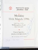 Collection of Manchester United Luncheon Club menus from 1994-2002, many have signatures to