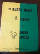 1971 Sydney v South Africa Rugby Programme: From Springboks tour. Striking, VG