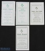 Scarce 1980s/90s Ireland Rugby Itinerary Cards (4): Official IRFU itineraries for their home games v