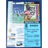 1988 Argentina in France Rugby programmes (5): Five programmes, including both tests at Nantes &