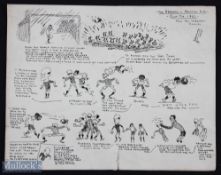 1922 Arsenal v Preston NE FAC tie captioned sketches from the Trev Webster Annual relating to the