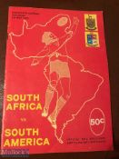 South Africa v South America 1980 Rugby Programme: Played at Kings Park, Durban. VG