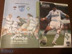 Rare 2007 Ireland Tour of Argentina Rugby Programmes (2): Pair of test match programmes from games