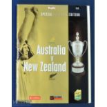 2001 Australia v New Zealand Rugby Programme: A4 colourful glossy issue from Sydney, mint condition