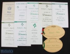 1954-1993 Irish Home Rugby Dinner Menus (10): Super selection over 40 years, v NZ 1954; rugby-ball