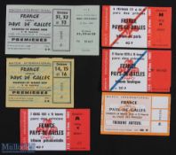 1969-81 France Home Rugby Tickets v Wales (6): In Paris 1969, 1971 (W Grand Slam), 1973, 1977 (F
