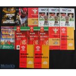 Wales v Australia etc Rugby Programmes 1973-2009 (14): To inc 1973, 1975(2), 1981, 1982(3), 1996,