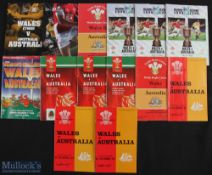 Wales v Australia etc Rugby Programmes 1973-2009 (14): To inc 1973, 1975(2), 1981, 1982(3), 1996,