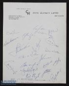 1968 Springboks 2nd Test Autographs: On Hotel Elizabeth notepaper, 2nd Test v B & I Lions, 20 Boks