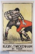 Rugby at Twickenham by Tram' Poster: A large good looking modern print of Laura Knight's classic,