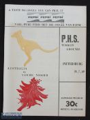 Rare 1969 Far North v Australia Rugby Programme: From the Wallabies' Tour in S Africa