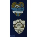 Rare c19th Baines & Sharpe Cardiff Rugby 'Shield' Cards (2): Any Baines-style paper 'card' is a