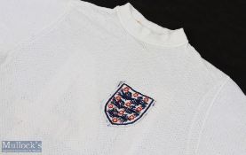 1970 World Cup England international aertex match issue shirt, crew collar, white with 3 Lions