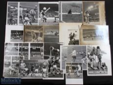 B&W press photos, annotations to the backs, involving players/matches, varying sizes with good