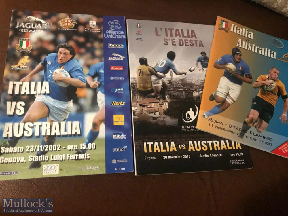 Australian Tests in Italy, Trio of rare Rugby Programmes (3): Played by the Wallabies in 2002 (
