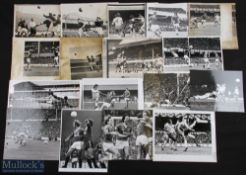 Everton collection of b&w press photographs, annotations to the back, including players/matches,