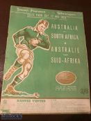 Very rare 1953 South Africa v Australia Rugby Programme: 1st test match programme from game played