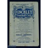 Pre-war 1923/1924 Finchley v Barnet match programme Xmas Day 1923 at Simmers Lane, Finchley, 4