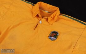 1980s Australian Wallaby No 18 Steve Tuynman Rugby Jersey: Adidas large gold with green arm