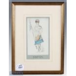 1883 Ladies' Rugby Football Costume Watercolour: An unusual image of a Victorian Female Rugby