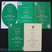 Scarce Irish Rugby at France Dinner Menus etc (5): Desirable and sought-after issues, guest lists or