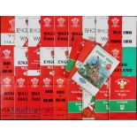 1955-1990 Wales Rugby Programmes with England & Ireland (30): The games, either h or a, with England