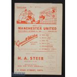 1959 Rhyl v Manchester Utd friendly match programme 14 October 1959 at Belle Vue, small & compact