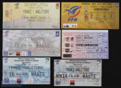 2000-10 France Home Rugby Tickets v England (6): The issues for 2000, 2002, 2003 & 2007(RWC warm-