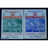 1937 England Rugby Progs v Wales and Ireland (2): Homes at Twickenham for Triple Crown winners &